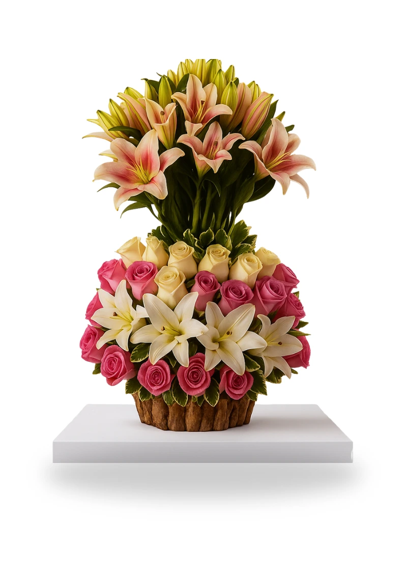White And Pink Garden Flower Bouquet